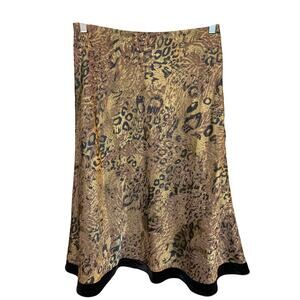 Harolds | Golden Olive/Black A-Line Jacquard Velvet Skirt | 10